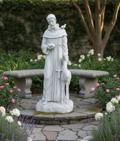 St. Francis petting Deer